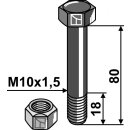Schraube mit Sicherungsmutter - M10x1,5 - 10.9