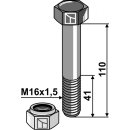 Schraube mit Sicherungsmutter - M16x1,5 - 10.9