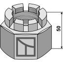 Kronenmutter M48x2 für 50x50 Vierkantwellen