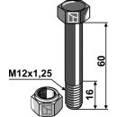 Schraube mit Sicherungsmutter - M12x1,25 - 10.9