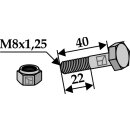 Boulon avec écrou à freinage interne - M8x1,25 - 8.8