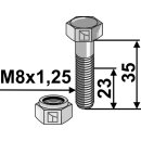 Schraube mit Sicherungsmutter - M8x1,25 - 8.8
