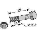 Schraube mit Sicherungsmutter - M16 x 2 - 10.9