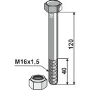 Schraube mit Sicherungsmutter - M16x1,5 - 10.9