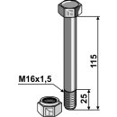 Boulon avec écrou à freinage interne - M16x1,5 - 8.8