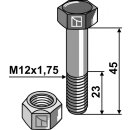 Schraube mit Sicherungsmutter - M12x1,75 - 10.9