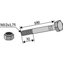 Schraube mit Sicherungsmutter - M12x1,75  - 8.8