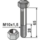 Schraube mit Sicherungsmutter - M10 - 10.9