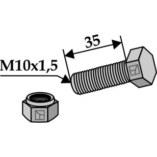 Schraube mit Sicherungsmutter - M10x1,5 - 8.8