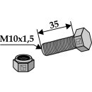 Boulon avec écrou à freinage interne - M10x1,5 x35- 8.8