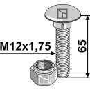 Flachrundschraube mit selbstsichernder Mutter - M12x1,75 - 4.6