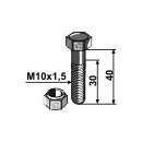 Schraube mit Sicherungsmutter - M10x1,5 - 10.9 - 40 mm lang